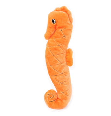 ZippyPaws Jigglerz Seahorse closeup shows stitched details for durable, interactive play.