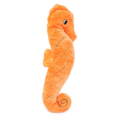 ZippyPaws Jigglerz Seahorse texture shot demonstrates multi-layer fabric built for lasting chew.