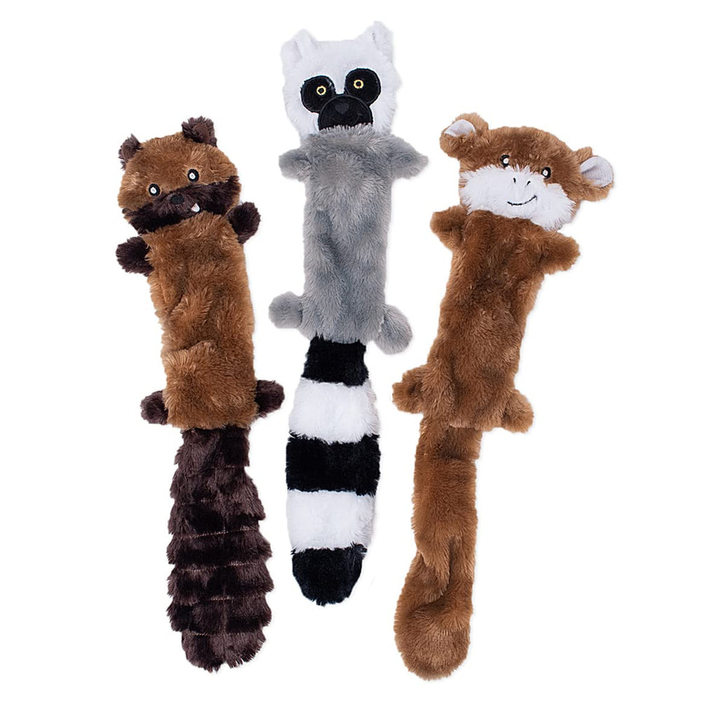 ZippyPaws Skinny Peltz chipmunk 18in squeaky plush toy for mess-free playtime