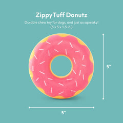 ZippyPaws ZippyTuff donut design closeup with strawberry icing for playful appeal
