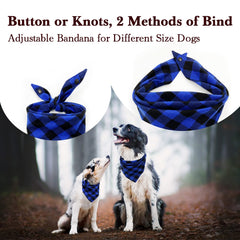 ZIRVYIR Birthday Plaid Dog Bandana button-design highlights easy wear for large dogs.
