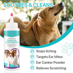 ZIXAOK dog ear cleaner powder dispense demonstrates quick application for busy pet owners.