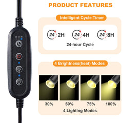 ZJNBMTFY gooseneck clamp reptile light adjustable for target heat.