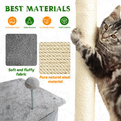 ZLAFM 437-inch cat tree with two condos provides private hides for cats.