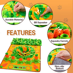 ZMUBB Snuffle Mat center-squeaker-feature enhances interactive play and curiosity.