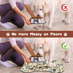 Zoeeya bone-design print dog food mat keeps feeding area stylish.