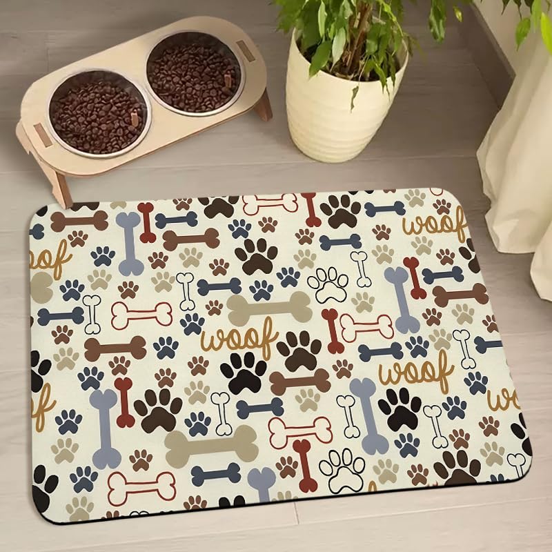 Zoeeya dog food mat waterproof beige 12x20 protects floors from spills