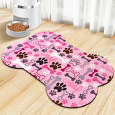 Zoeeya dog food mat waterproof pink bone shape 19x12 protects floors during meals