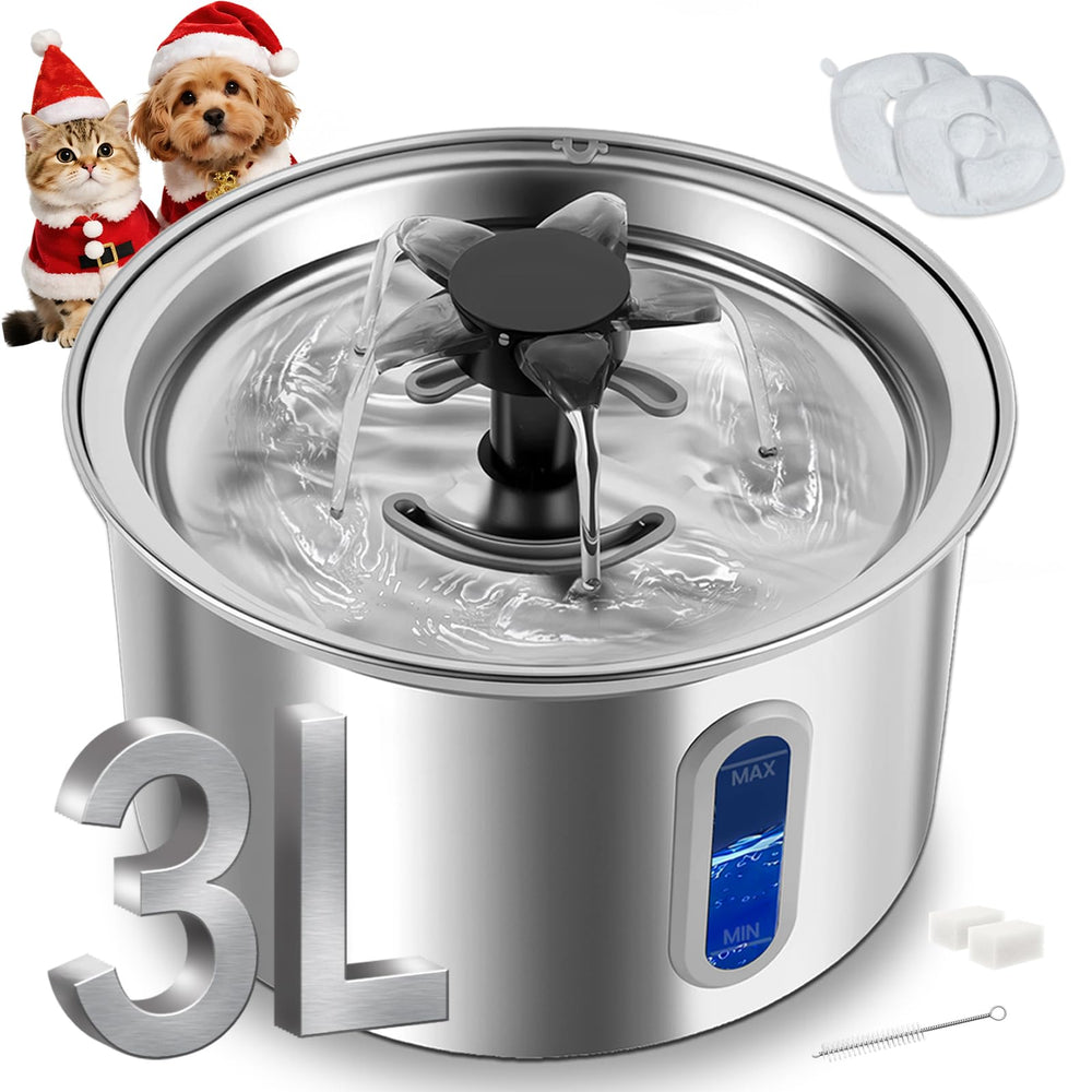 ZOESEEK 3L cat water fountain front view highlighting large capacity for pets.