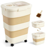 ZOMISIA 45-50lbs dog food container with wheels enables easy mobility and freshness.