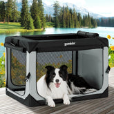 zomisia 36inch collapsible dog crate folded for compact travel storage