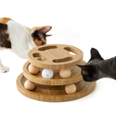 ZOMISIA cat ball track toy — stable wooden base supports safe indoor play sessions.