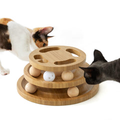 ZOMISIA cat ball track toy — stable wooden base supports safe indoor play sessions.