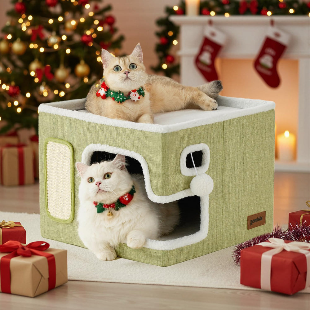 ZOMISIA cat bed green enclosed den offers private cozy space for indoor cats.