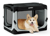 ZOMISIA collapsible dog crate 30inch grey for easy transport and quick setup.