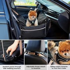 ZOMISIA dog car seat back view emphasizes compact storage and easy placement.