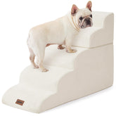 ZOMISIA dog stairs 5-steps beige side view for easy bed access