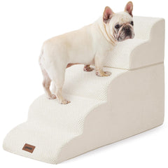 ZOMISIA dog stairs 5-steps beige side view for easy bed access