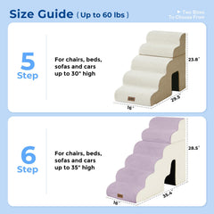 ZOMISIA Dog Stairs beige fabric highlights soft foam and stable support for pets.