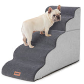 ZOMISIA Dog Stairs Grey 5-step assembled provides stable reach to high beds.