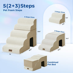 ZOMISIA Dog Stairs zipper connection showcases quick 2-in-1 assembly.