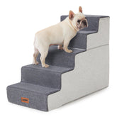 ZOMISIA dog steps front view five-step gray for easier bed access