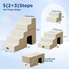 ZOMISIA beige dog steps show non-slip bottom for safer climbs.