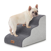 ZOMISIA pet stairs 3-step side view in grey improve accessibility for small dogs