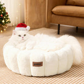 ZOMISIA plush donut bed round top view for cozy kitten lounging.