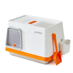 ZOMISIA stainless steel cat litter box shows rustproof durability and easy cleaning.