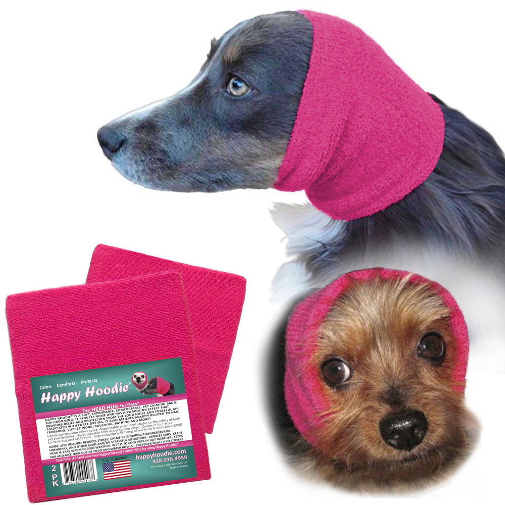 ZONI PETS Happy Hoodie pink packaging shows a calming grooming tool for anxious pets