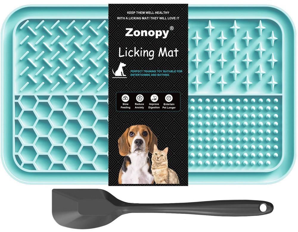 Zonopy licking mat with textured surfaces for slow feeding and enrichment