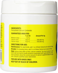 Zoo Med Avian Calcium powder texture close-up emphasizes pure precipitated calcium carbonate