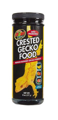 Zoo Med Crested Gecko Food Tropical Fruit 8 oz bag showing probiotic formula for digestion support
