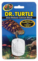 Zoo Med Dr.Turtle Slow-Release Calcium Block in water provides steady calcium release for turtles.