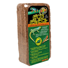 Zoo Med Eco Earth compressed coconut fiber brick ready for expansion in terrariums.