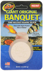 Zoo Med Giant Banquet Block Feeder package view — time-release blocks for tanks.