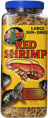 Zoo Med Large Sun-Dried Red Shrimp in a feeding bowl boosts turtle meals