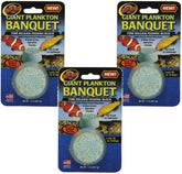 Zoo Med Plankton Banquet Giant Pack block feeder in blue spirulina color for steady bottom-feeder meals.