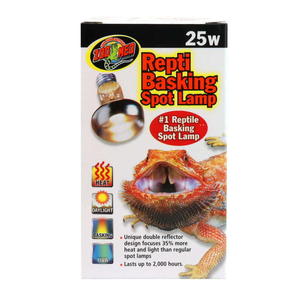 Zoo Med Reptile Basking Spot Lamp 25W emits UVA rays for reptile comfort and basking.