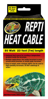 Zoo Med reptile heat cable 50W 23ft, coiled heat source for targeted warmth.