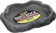 Zoo Med Reptile Rock Food Dish front view shows natural rock look for habitat realism.