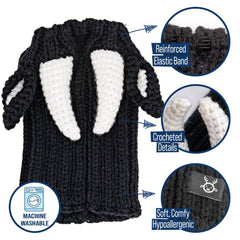 Zoo Snoods Bull Costume large-size-fit-dog demonstrates neck circumference 18-26 inches.