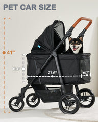 Zoosky dog stroller adjustable-handle demonstrates ergonomic height for adults and kids