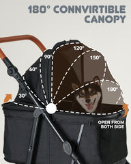 Zoosky dog stroller zipper-mesh-door demonstrates easy entry for large, eager pets