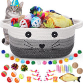 Zopeal storage basket with 58-piece cat toy set for organized play