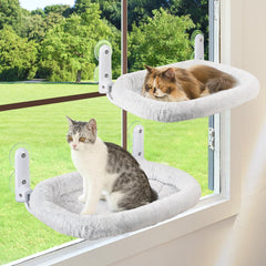 Zoratoo 2pc cat window perch foldable frame setup enables shared window viewing.
