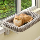 Zoratoo Cloud-Cuddle window perch assembly showing tool-free setup and clamp mechanism for secure placement