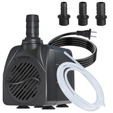 Zoronk 400GPH auto shut-off submersible pump in water, ideal for quiet fountain setups.