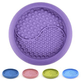 ZOURYNUA dog lick-bowl suction-bottom secures use for mess-free feeding.
